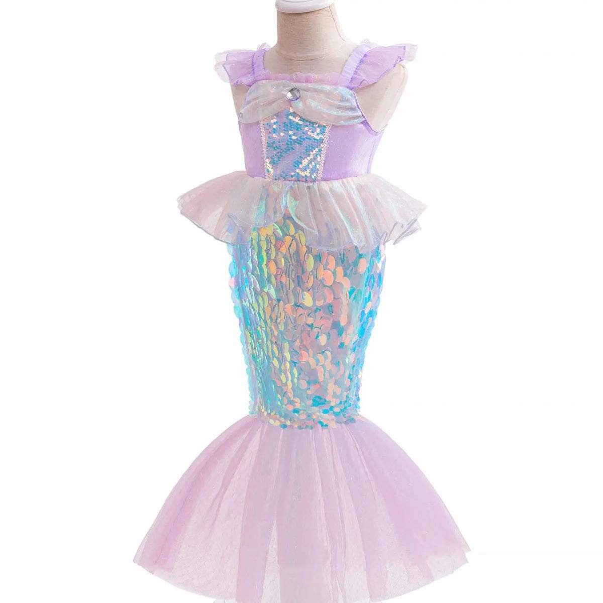 Children's Mermaid Princess Dress Roleplay Gown for Girls Ruffled Mermaid Costume Party Wear