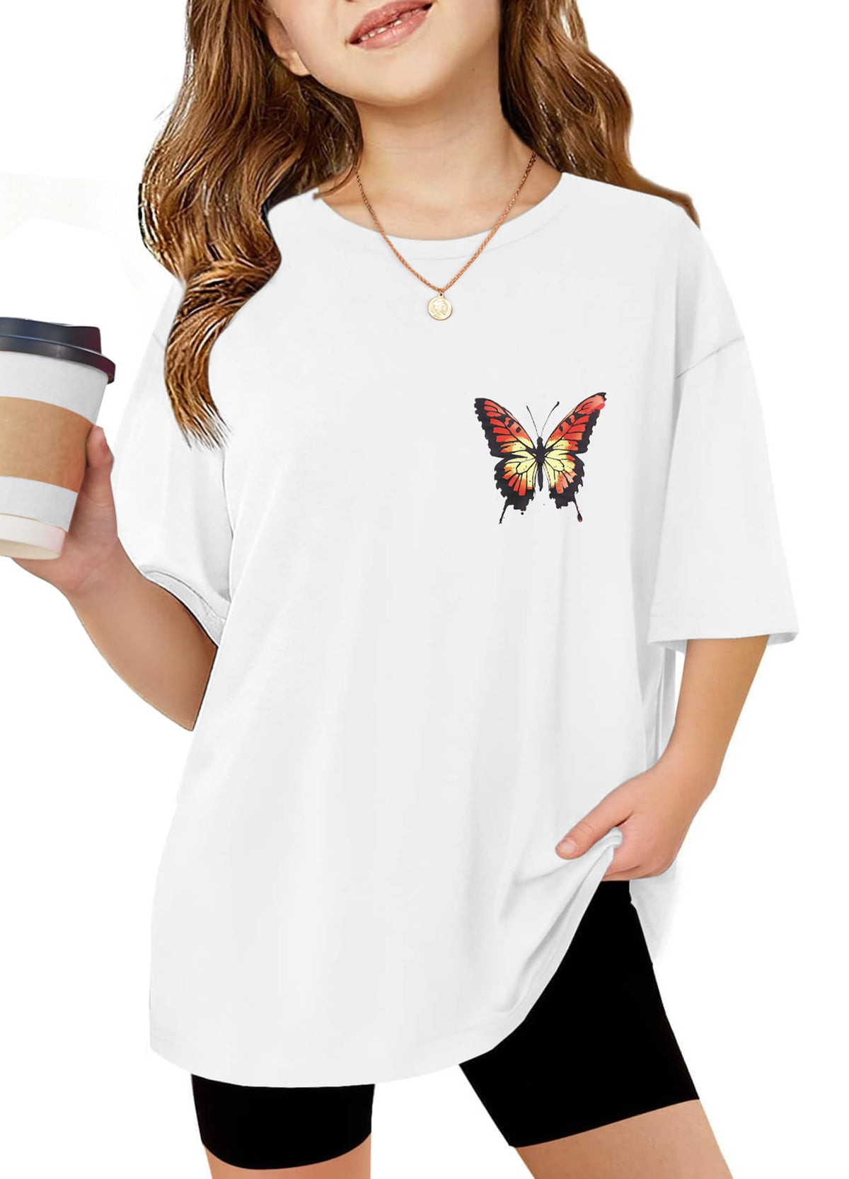 Arshiner Girls T Shirts Oversized Kids Summer Tops Casual Soft Basic Tees