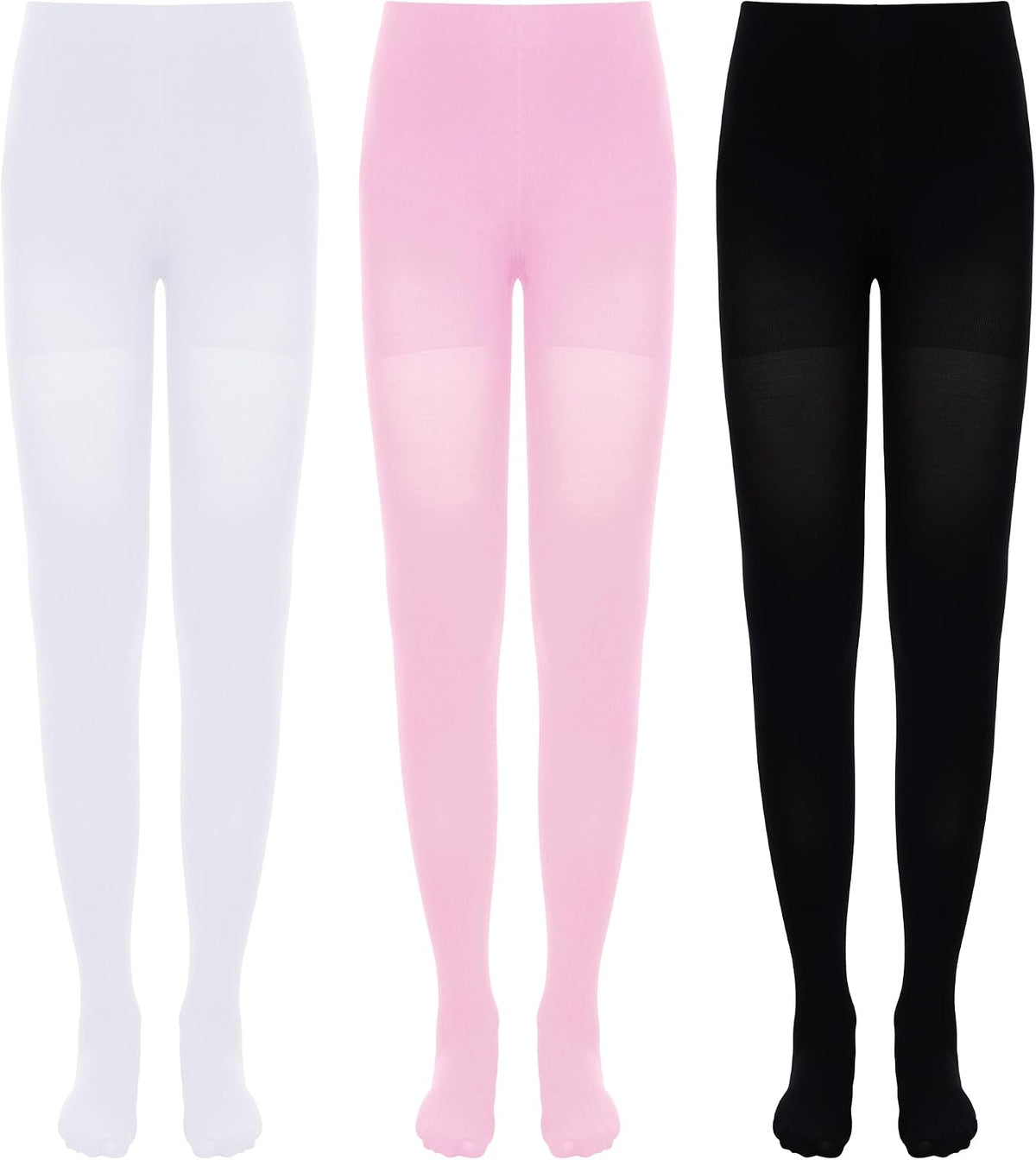 Dxhycc 3 Pack Girls Ballet Tights Soft Elastic Footed Dance Tights for Toddler Girls Ballet School Uniform