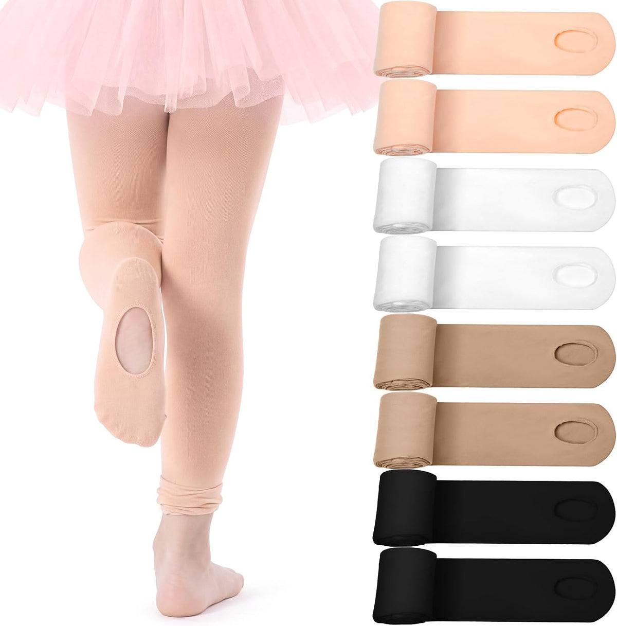 Janmercy 8 Pair Girls Ballet Tights Convertible Leggings