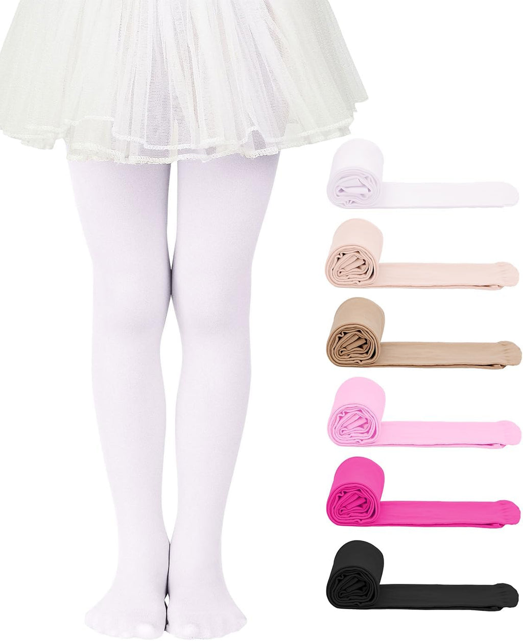 Century Star 6 Pairs Girls Ballet Dance Tights Footed Stockings 1T-12Y