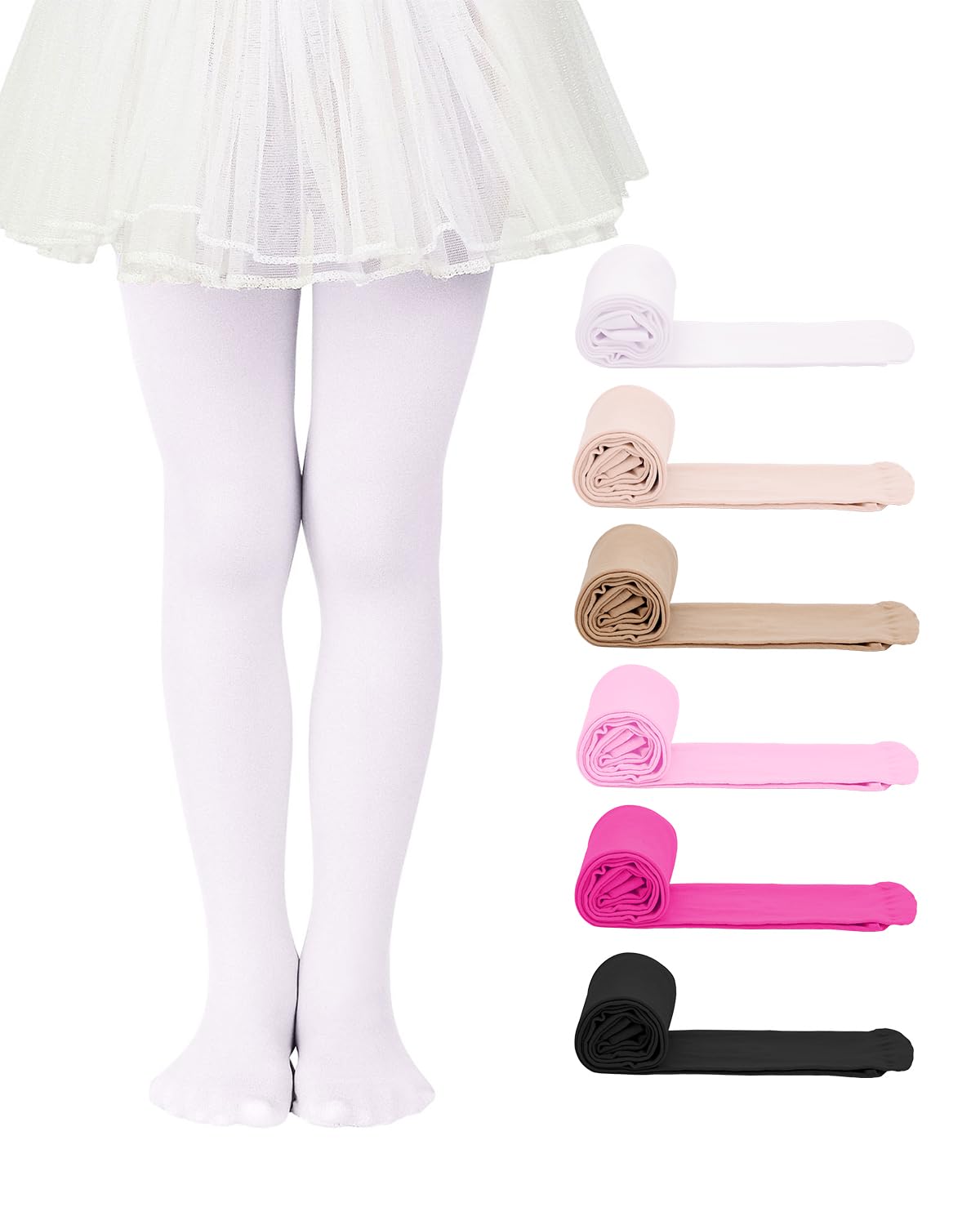 Century Star 6 Pairs Girls Ballet Dance Tights Footed Stockings 1T-12Y
