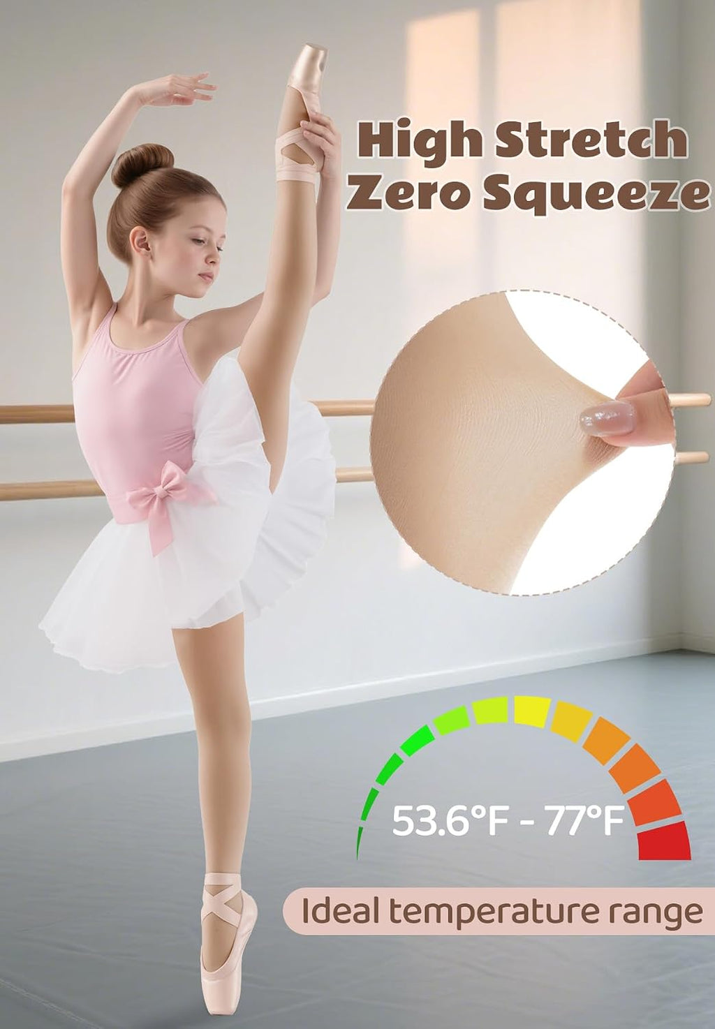 Zando 4 Pairs Ballet Tights for Girls Opaque Soft Velvet Girls Tights 1-14Y