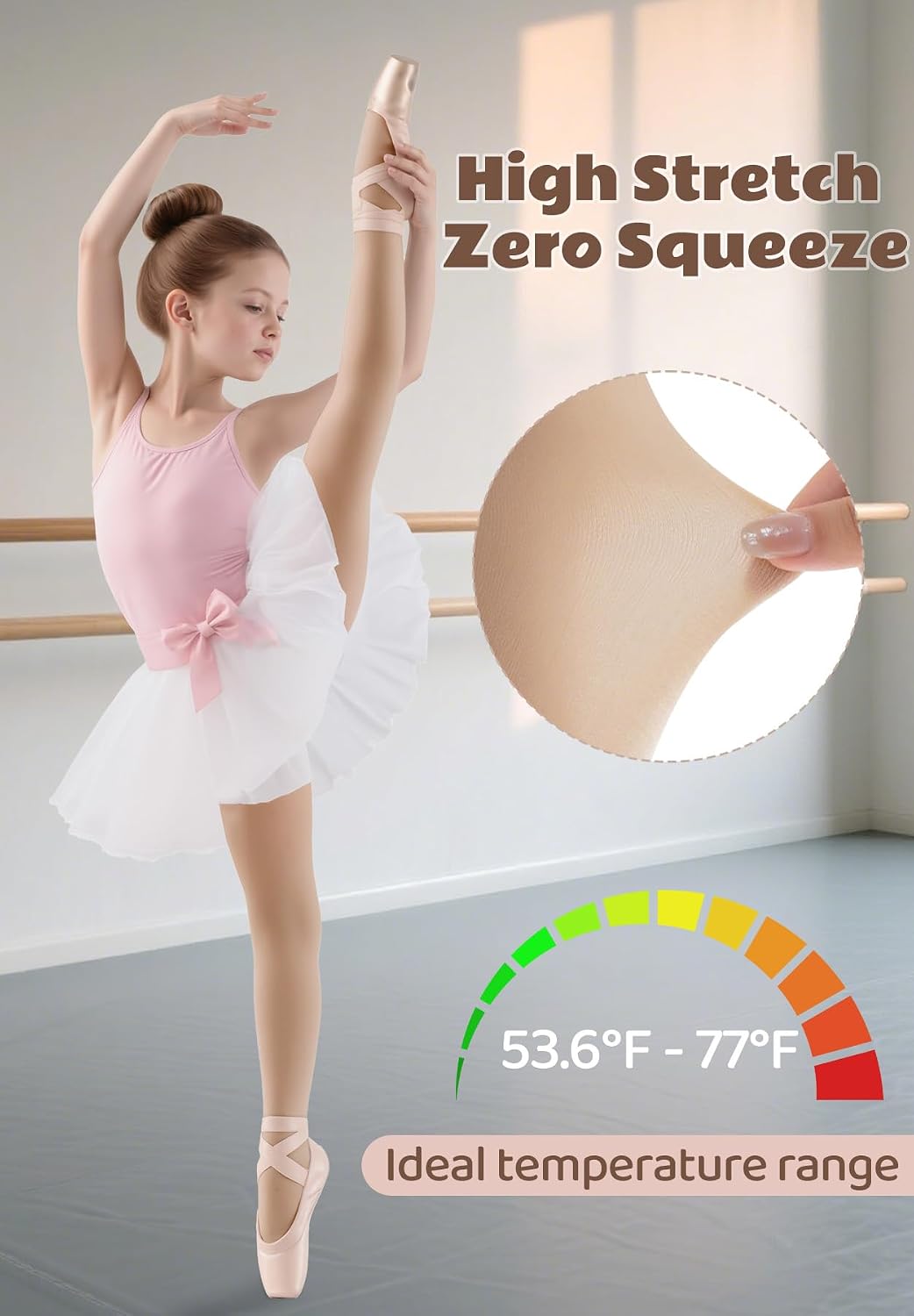 Zando 4 Pairs Ballet Tights for Girls Opaque Soft Velvet Girls Tights 1-14Y