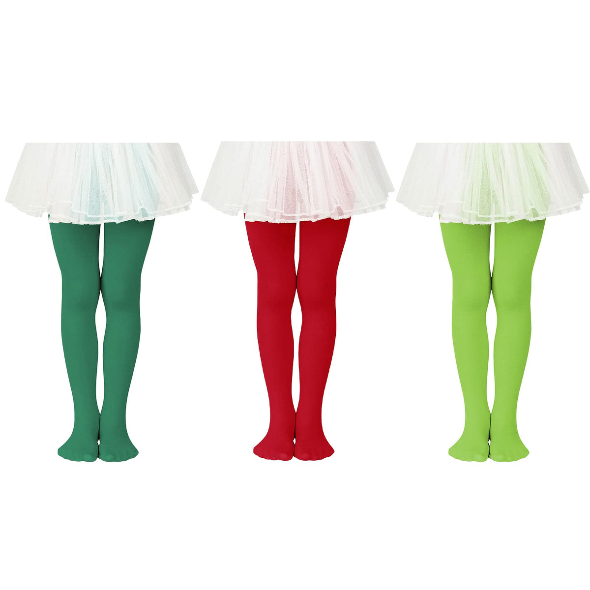 American Trends Girls Tights 3 Pair, Footed Opaque Dance Tights