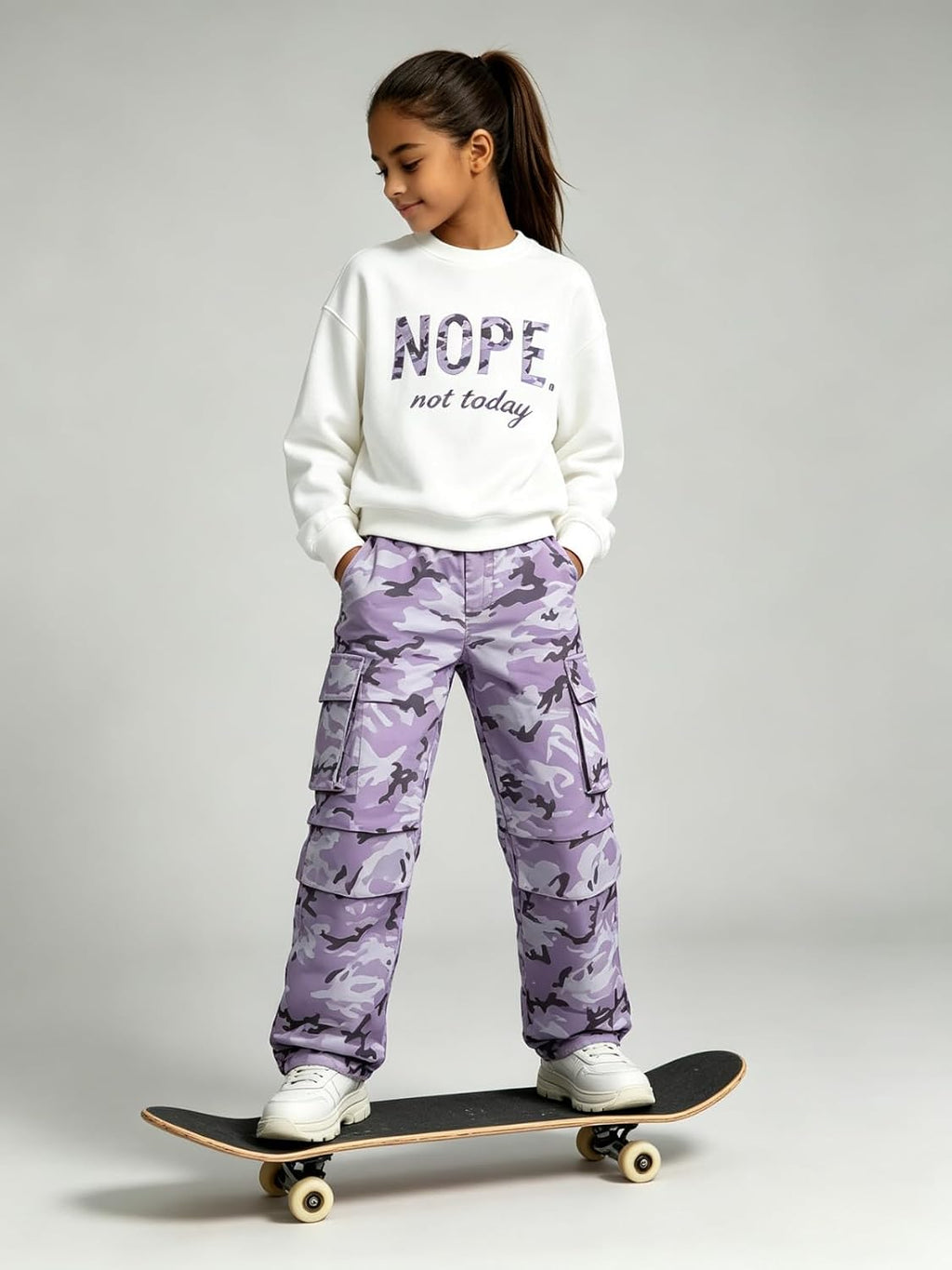 Teen Girls Clothes 2 Piece Outfits Letter Print Long Sleeve Tops and Cargo Pants Clothing Set