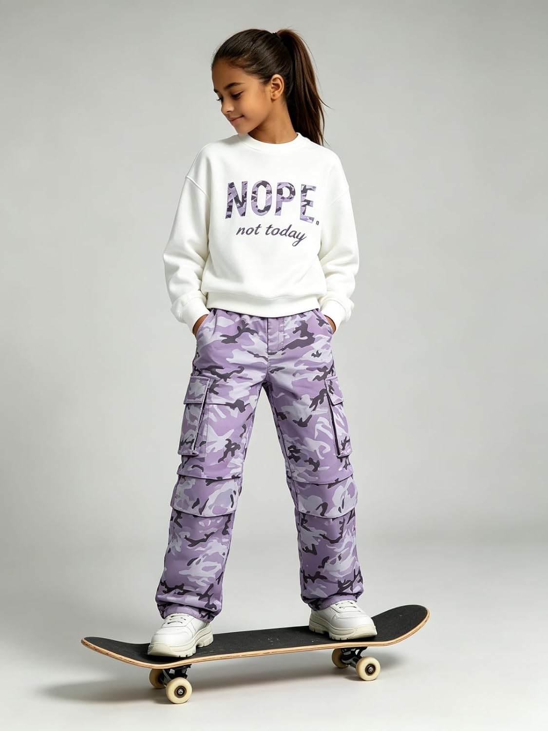 Teen Girls Clothes 2 Piece Outfits Letter Print Long Sleeve Tops and Cargo Pants Clothing Set