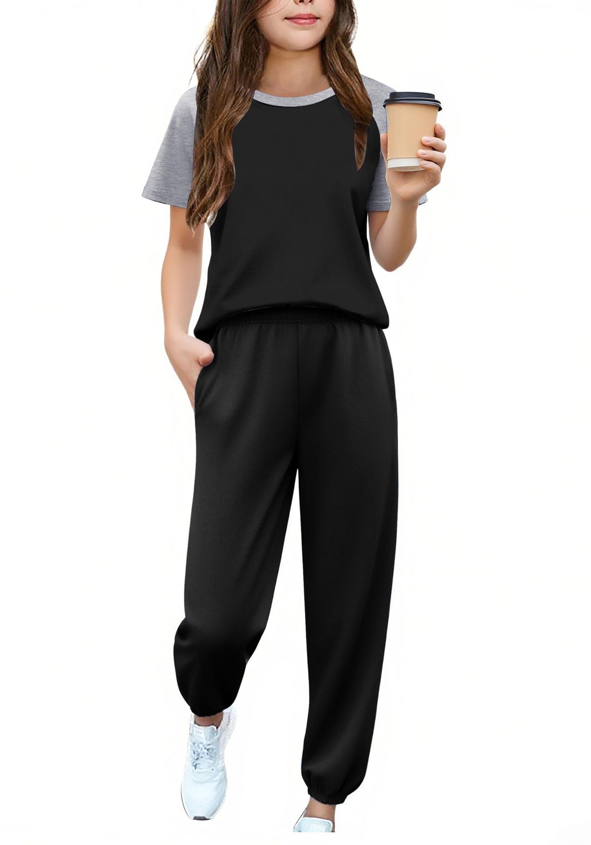 Arshiner Girls Outfits Fashion Short Sleeve Tops and Jogger Pants Set