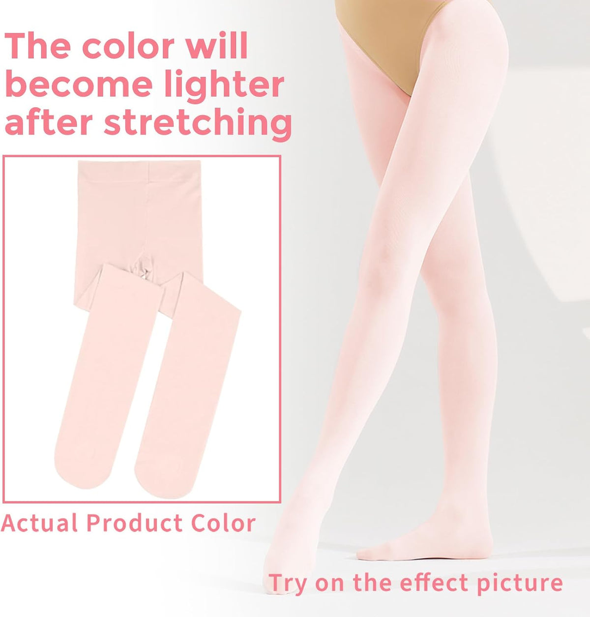 Buauty 2 Pairs Girl's Ballet Dance Tights，Convertible Transition Toddler Pantyhose Kids Soft School Footed Legging Stockings