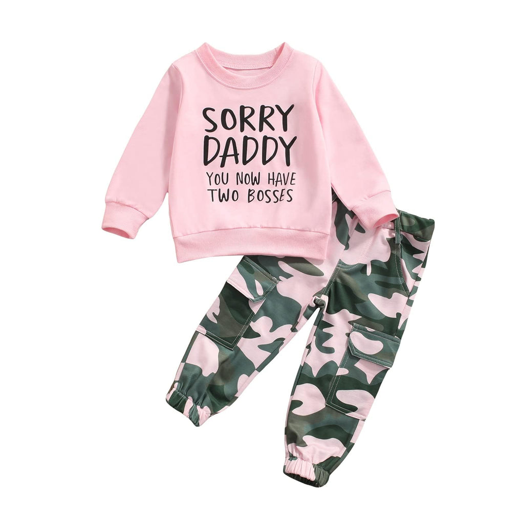 Toddler Girls Clothes 1T 2T 3T 4T 5T Fall Outfits Sweatshirt Camo Pants Set