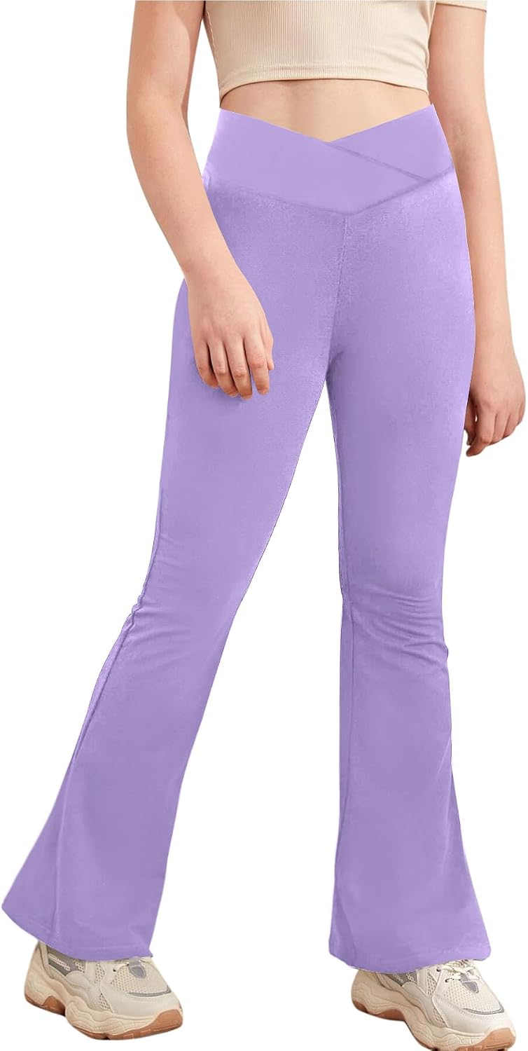 Esobo Girls Flare Leggings Kids High Waist Yoga Dance Pants Bell Bottoms