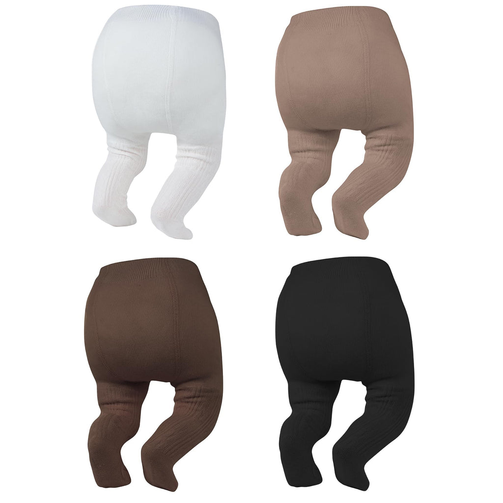 Zando 4 Pack Baby Girl Tights Cable Knit Cotton Winter Stockings 0-12M