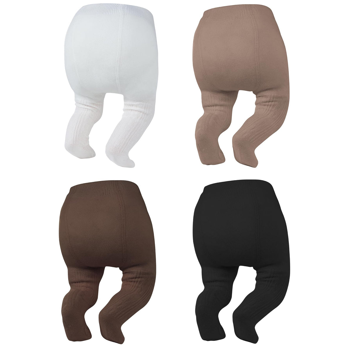 Zando 4 Pack Baby Girl Tights Cable Knit Cotton Winter Stockings 0-12M