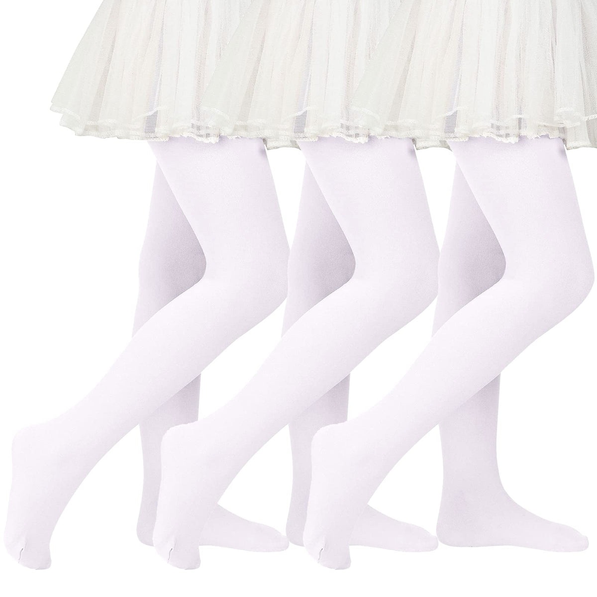 American Trends Girls Tights 3 Pair, Footed Opaque Dance Tights