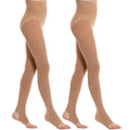 MANZI 2 Pairs Girl's Stirrup Dance Tights Convertible Transition Todder Ballet Tights 40D