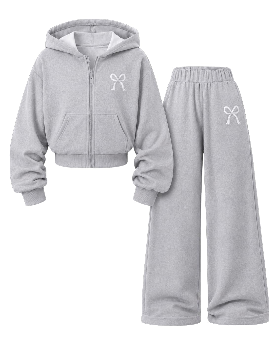 Teen Girls Clothes 2 Piece Long Sleeve Zip Hoodie Sweatshirt and Wide Leg Pants Fall Clothing Set, Sizes 7-14 Years