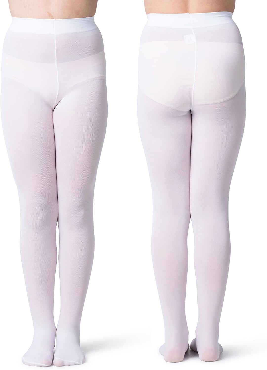 Silky Toes Girls Opaque Microfiber Tights 1-2 Pairs Black White or Colored Nylon Stockings for Kids - ballet footed tights