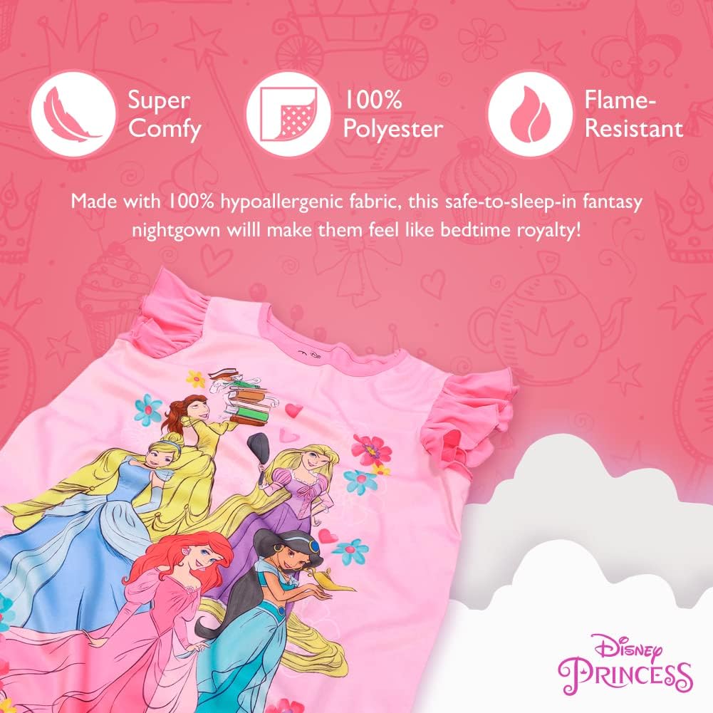 Disney Girls' 3-pack Nightgowns, Comfortable Sleepwear Gowns