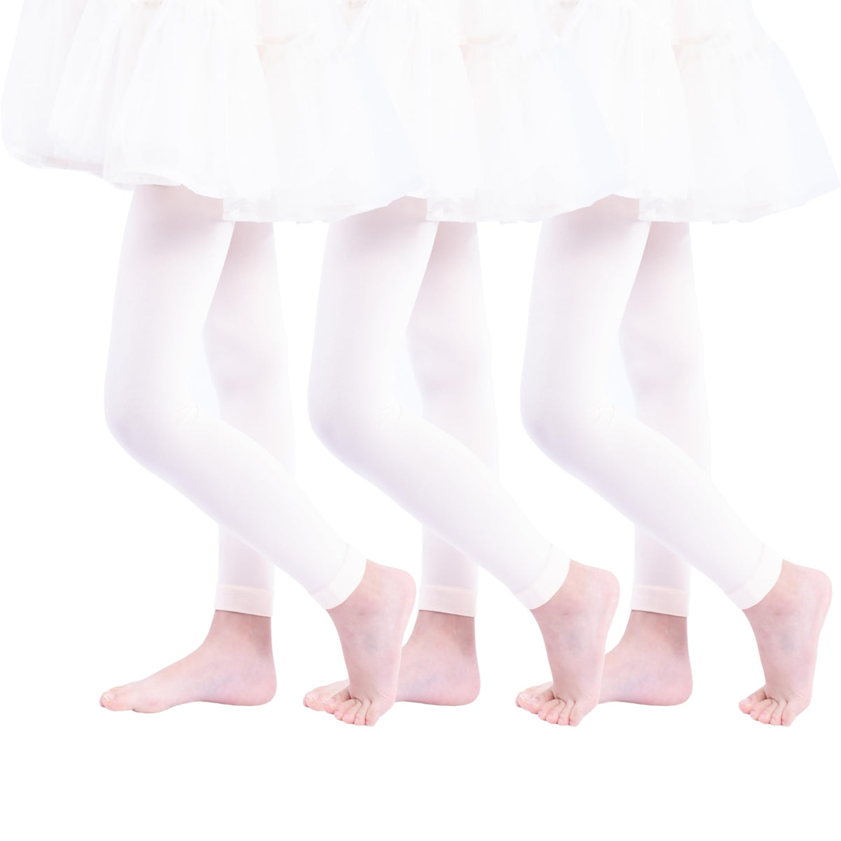 Paralinda 3 Pairs Girl's Microfiber Footless Tights, Girls Dance Tights Footless