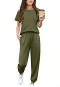 Arshiner Girls Outfits Fashion Short Sleeve Tops and Jogger Pants Set