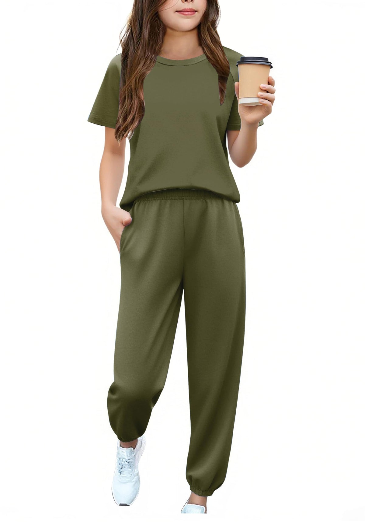 Arshiner Girls Outfits Fashion Short Sleeve Tops and Jogger Pants Set