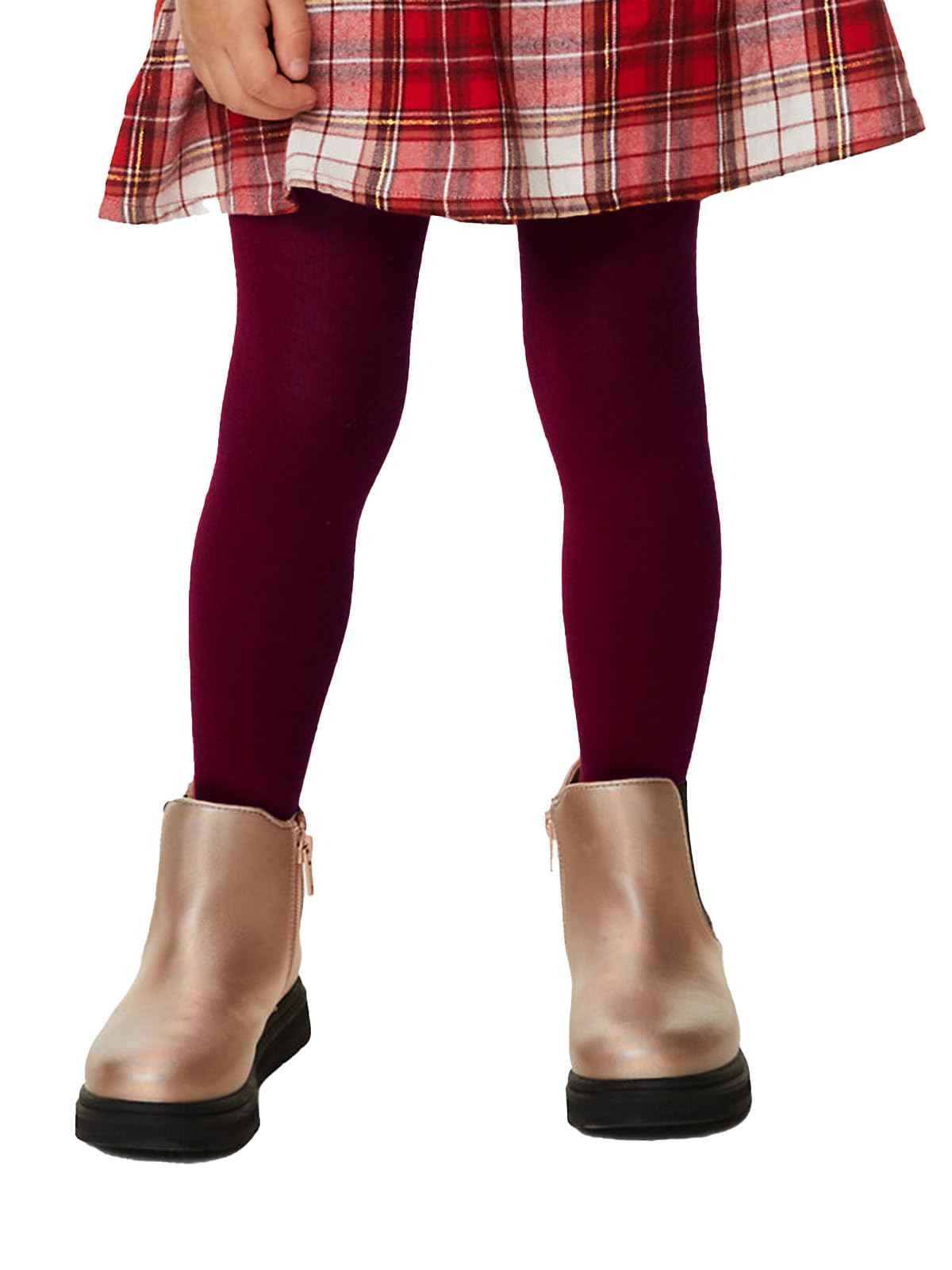 COTTON DAY Kids Girls School Dress Cotton Tights Black White Gray Navy