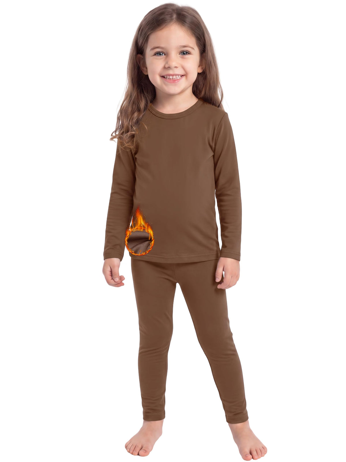 Toddler Fleece Lined Thermal Underwear Set Base Layer Long Johns for Kid ﻿