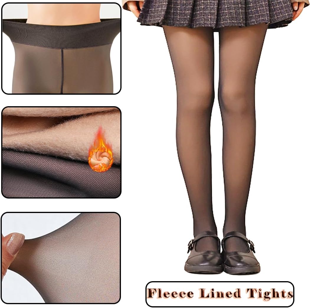LUCKELF Toddler Girls Fleece Lined Tights Ultra Soft Thick Warm Tights for Cold Winter