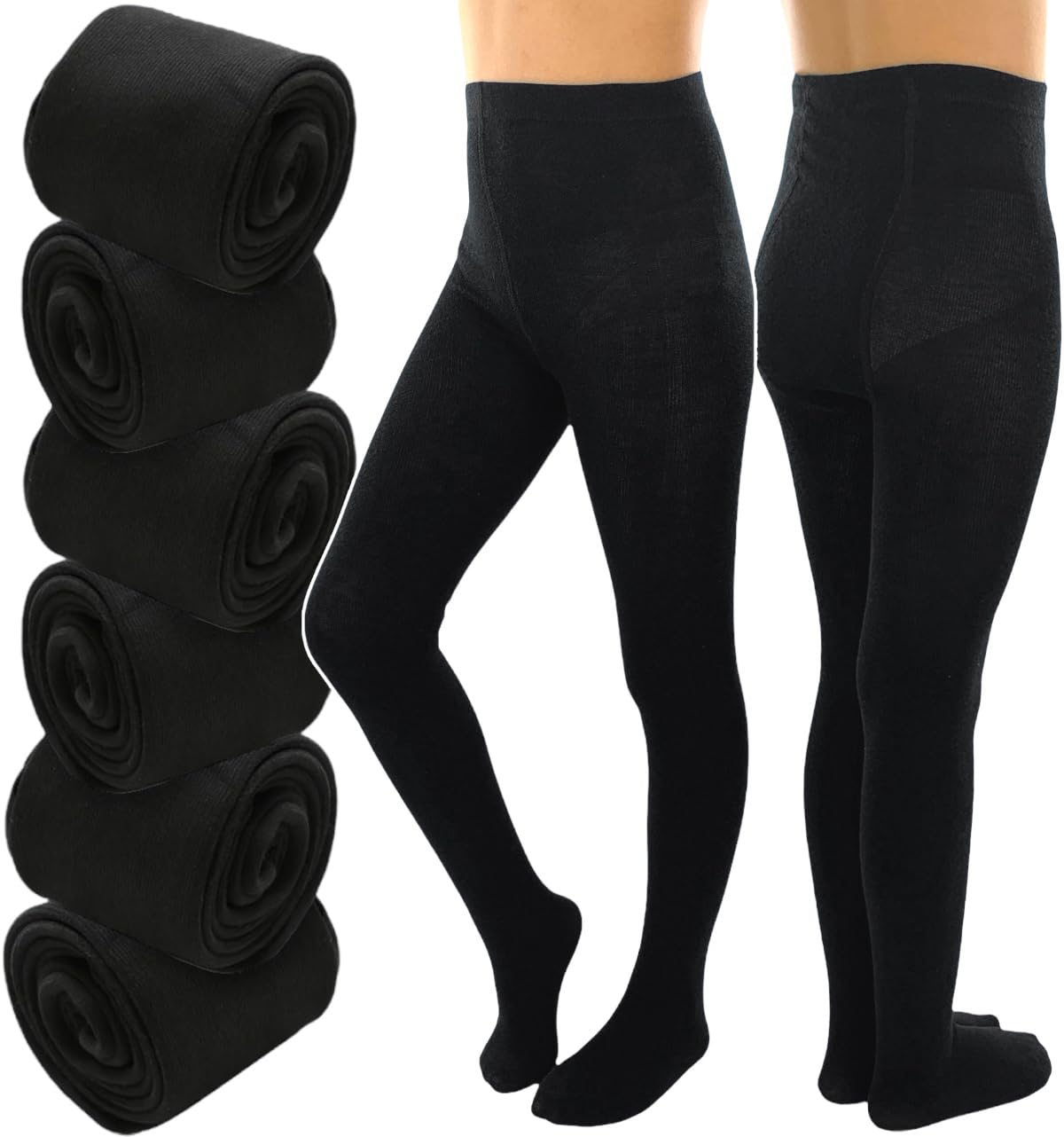 ToBeInStyle Girl’s Pack of 6 Opaque Knit Density Pull-On Warm Winter Tights