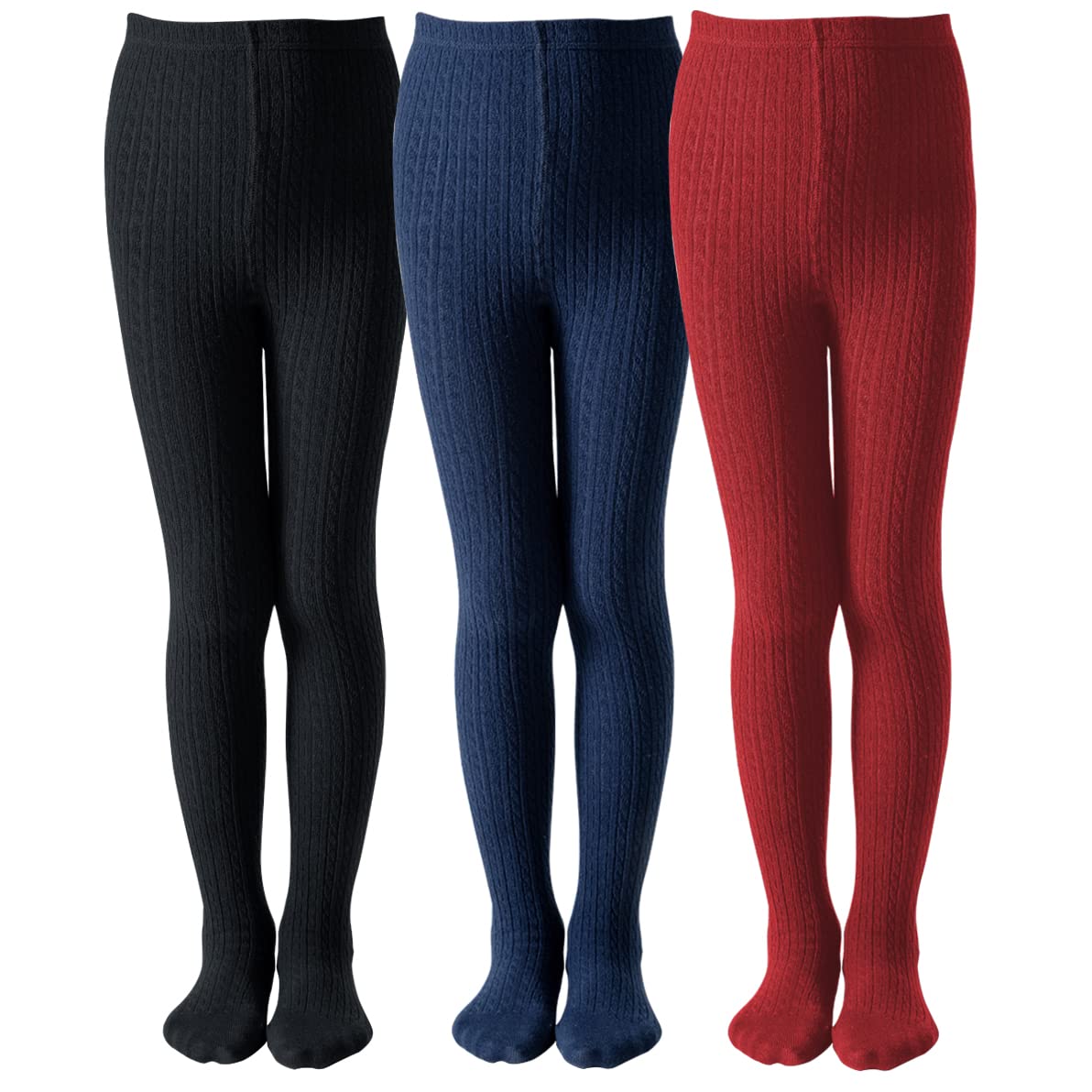 EPEIUS Baby Girl Tights Thick Cable Knit Leggings Seamless Cotton Toddler Girls Stockings School Tights for 2T-12 Years