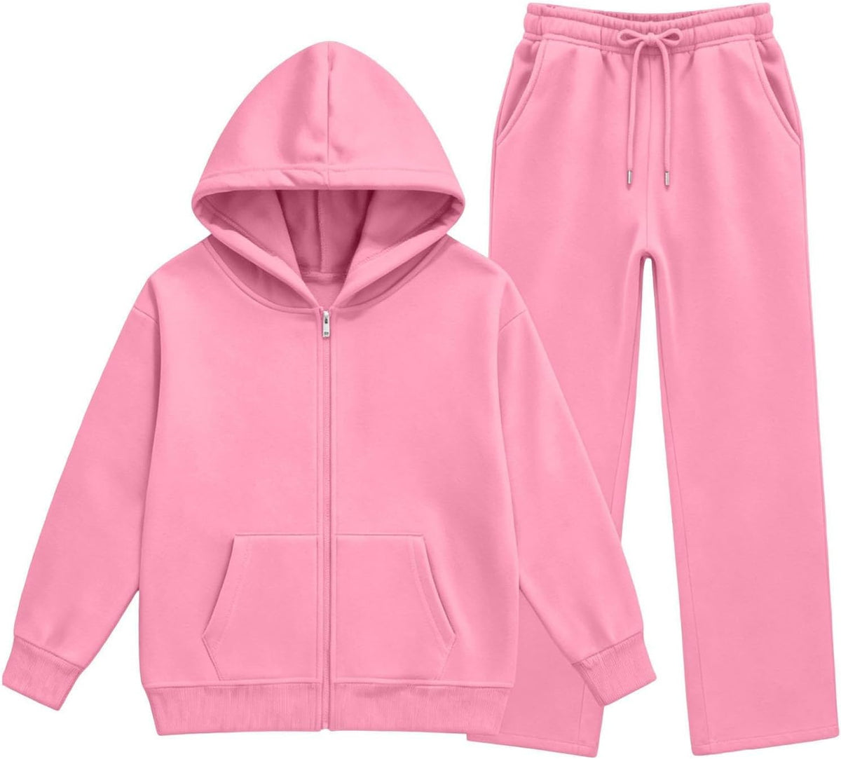 Girls Sweatsuit Fall Winter Kid Zip Up Hoodie And Sweatpants Set 5-14 Years
