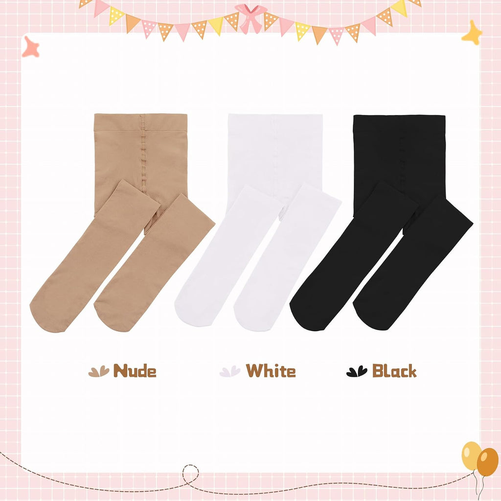 American Trends Girls Tights 3 Pair, Footed Opaque Dance Tights