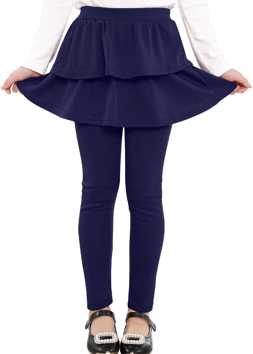Auranso Girls Leggings School Unifrom Pants Kids Clothes with Tutu Skirts