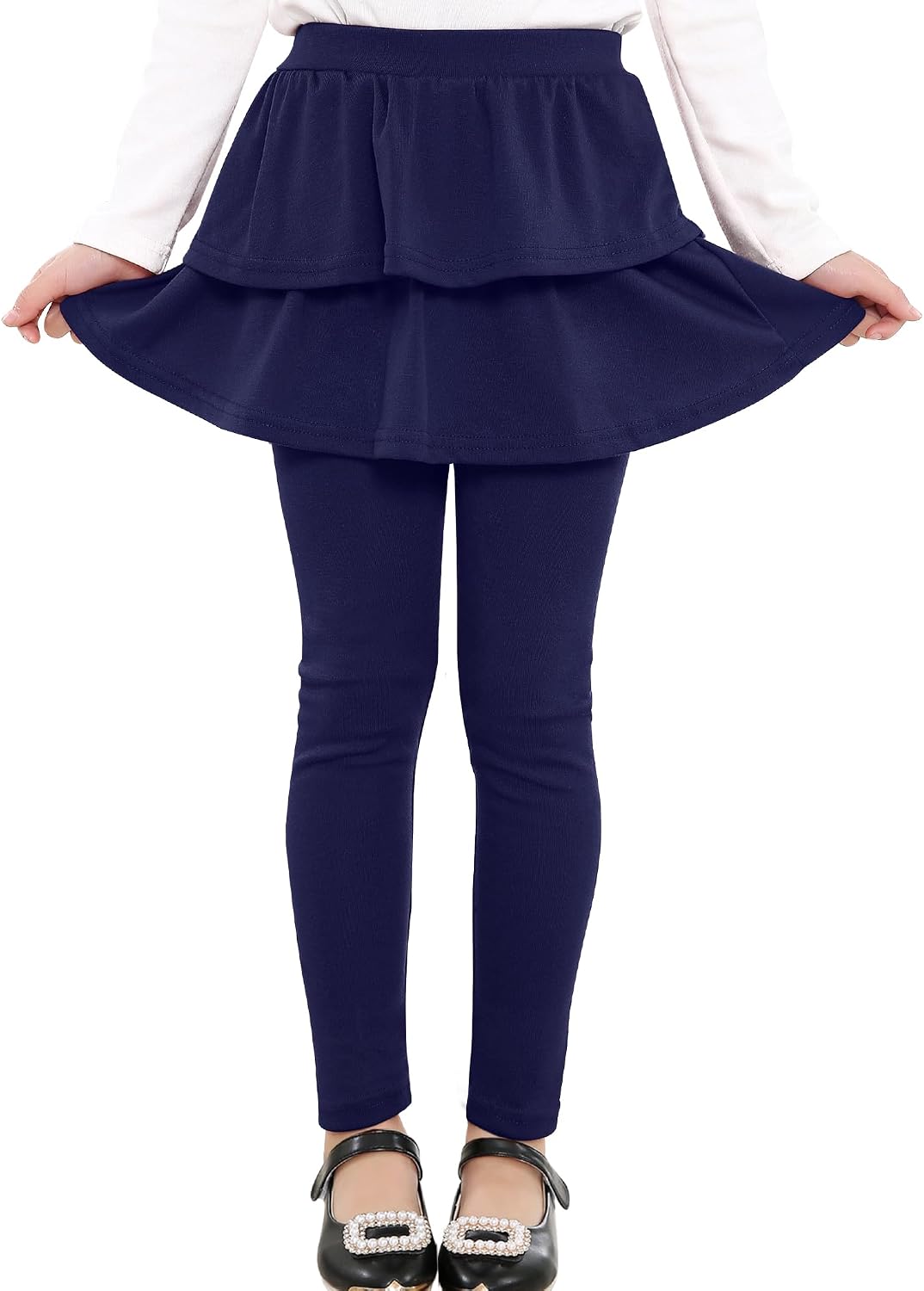 Auranso Girls Leggings School Unifrom Pants Kids Clothes with Tutu Skirts