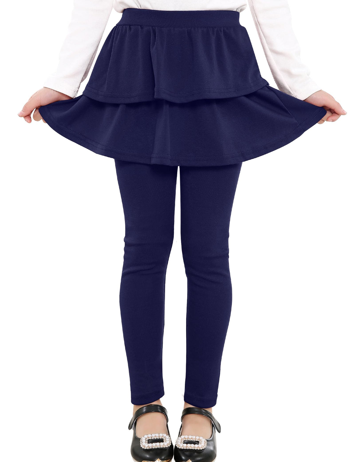 Auranso Girls Leggings School Unifrom Pants Kids Clothes with Tutu Skirts