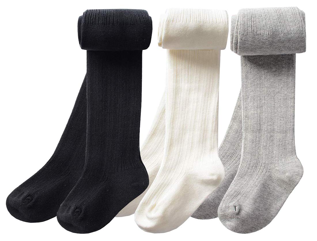 CHUNG Toddler Little Girls Cotton Tights Footed Thick Winter Cable Knit Legging Pantyhose Stocking