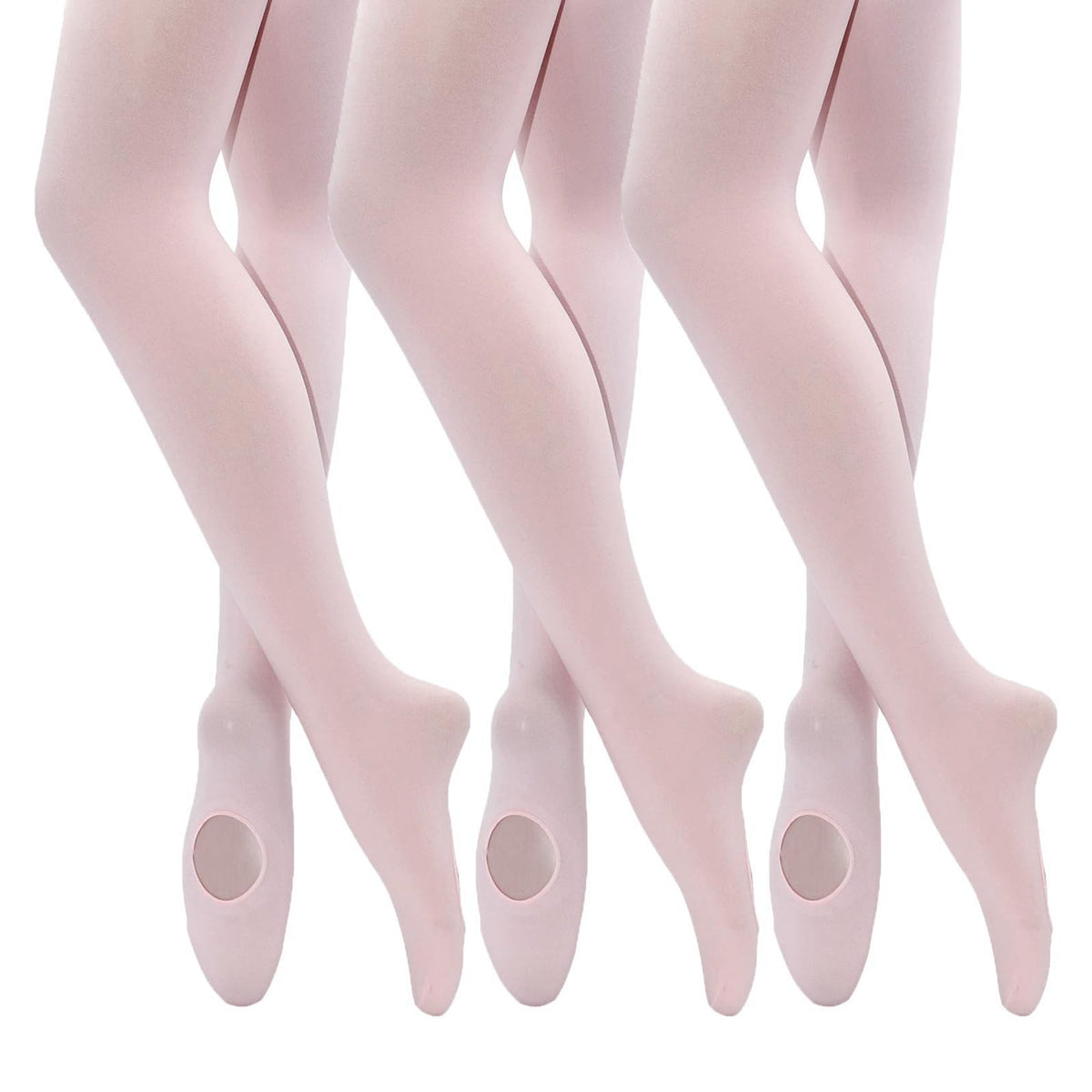 MANZI Womens Girls Solid Color Comfortable Convertible Ballet Tights 1-3 Pairs Pack