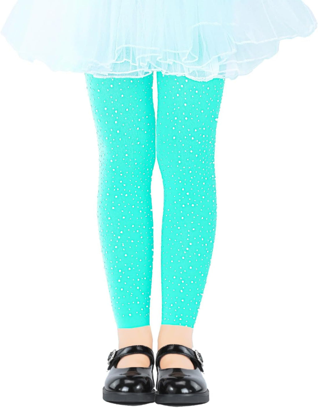LUCKELF Girls Footless Tights with Sparkle Rhinestone Ballet Dance Tights for School Students Soft Stockings