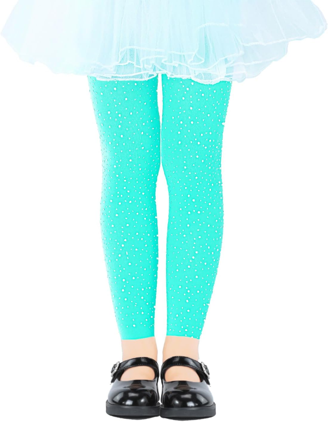 LUCKELF Girls Footless Tights with Sparkle Rhinestone Ballet Dance Tights for School Students Soft Stockings