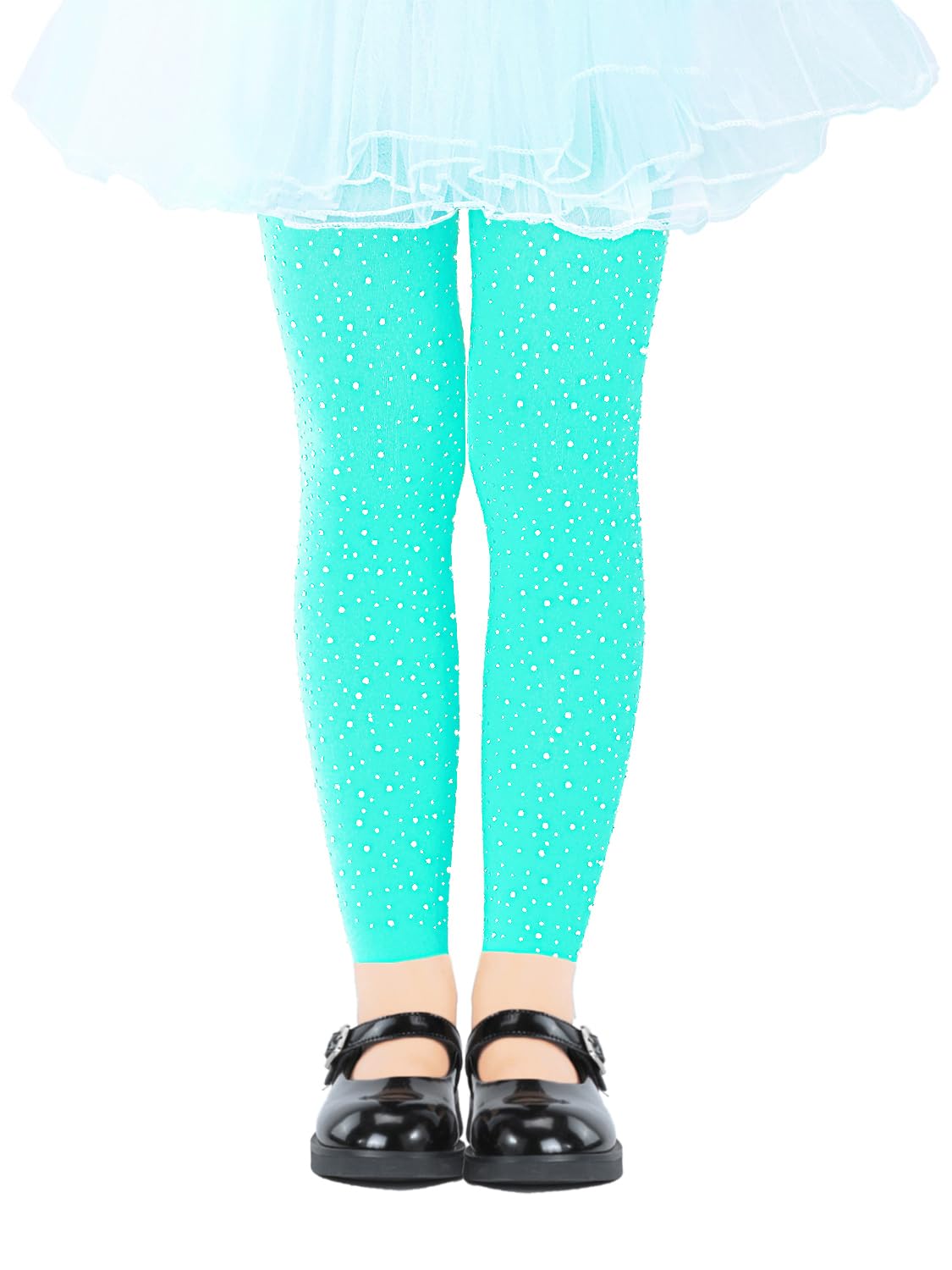 LUCKELF Girls Footless Tights with Sparkle Rhinestone Ballet Dance Tights for School Students Soft Stockings