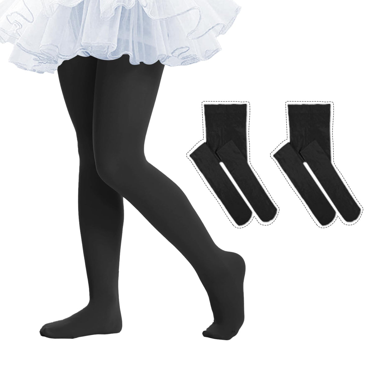 Ballet Tights for Girls - Ultra Soft Elastic Footed Tights for Toddler Girls - Warm Stockings