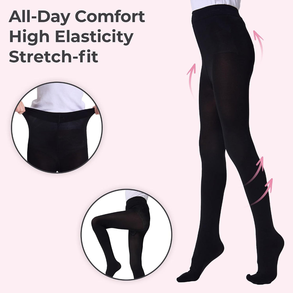 Girls Soft Semi-Opaque Tights 70D, 2 Pcs Children's Fall Stockings for Ages 4-10, Perfect for School Uniform Pair