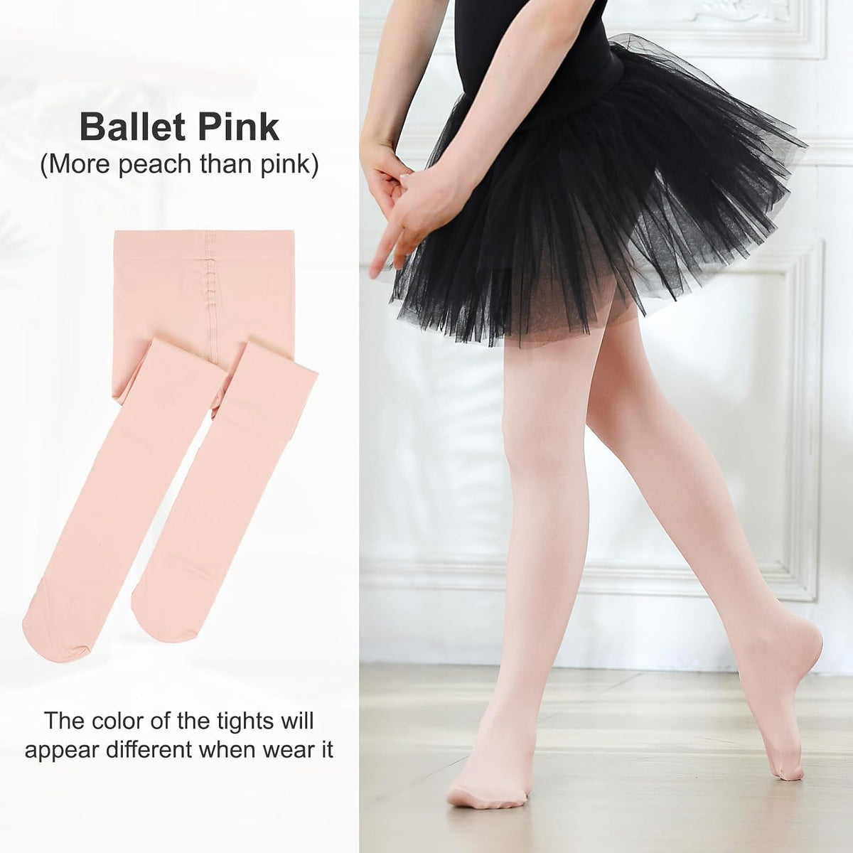 DIPUG Ballet Tights for Girls - Thick Soft Footed Dance Tights for Toddlers and Kids