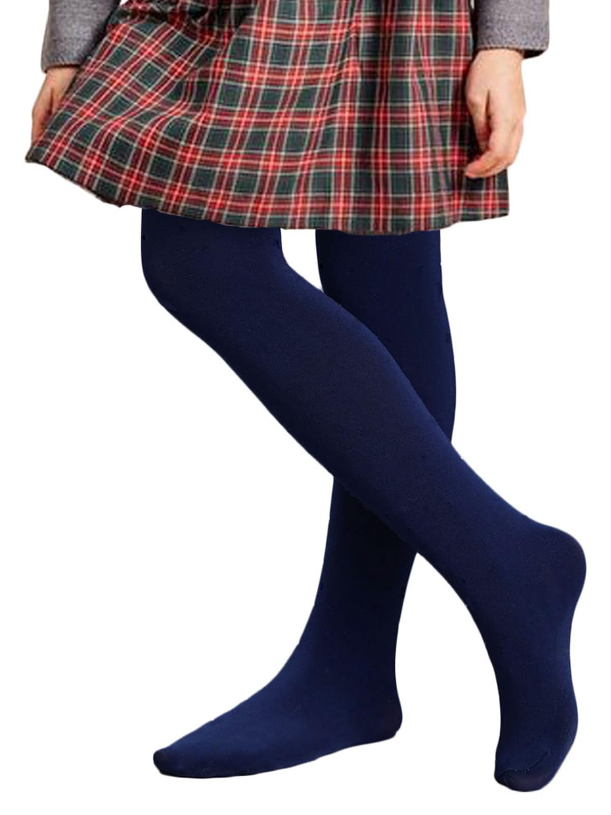 COTTON DAY Kids Girls School Dress Cotton Tights Black White Gray Navy