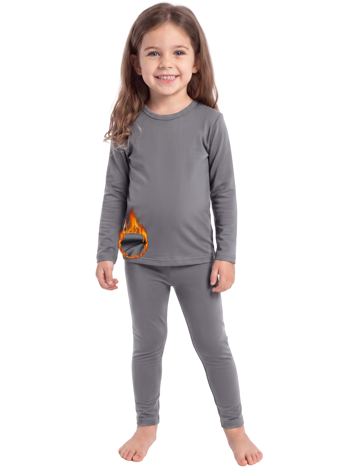 Toddler Fleece Lined Thermal Underwear Set Base Layer Long Johns for Kid ﻿