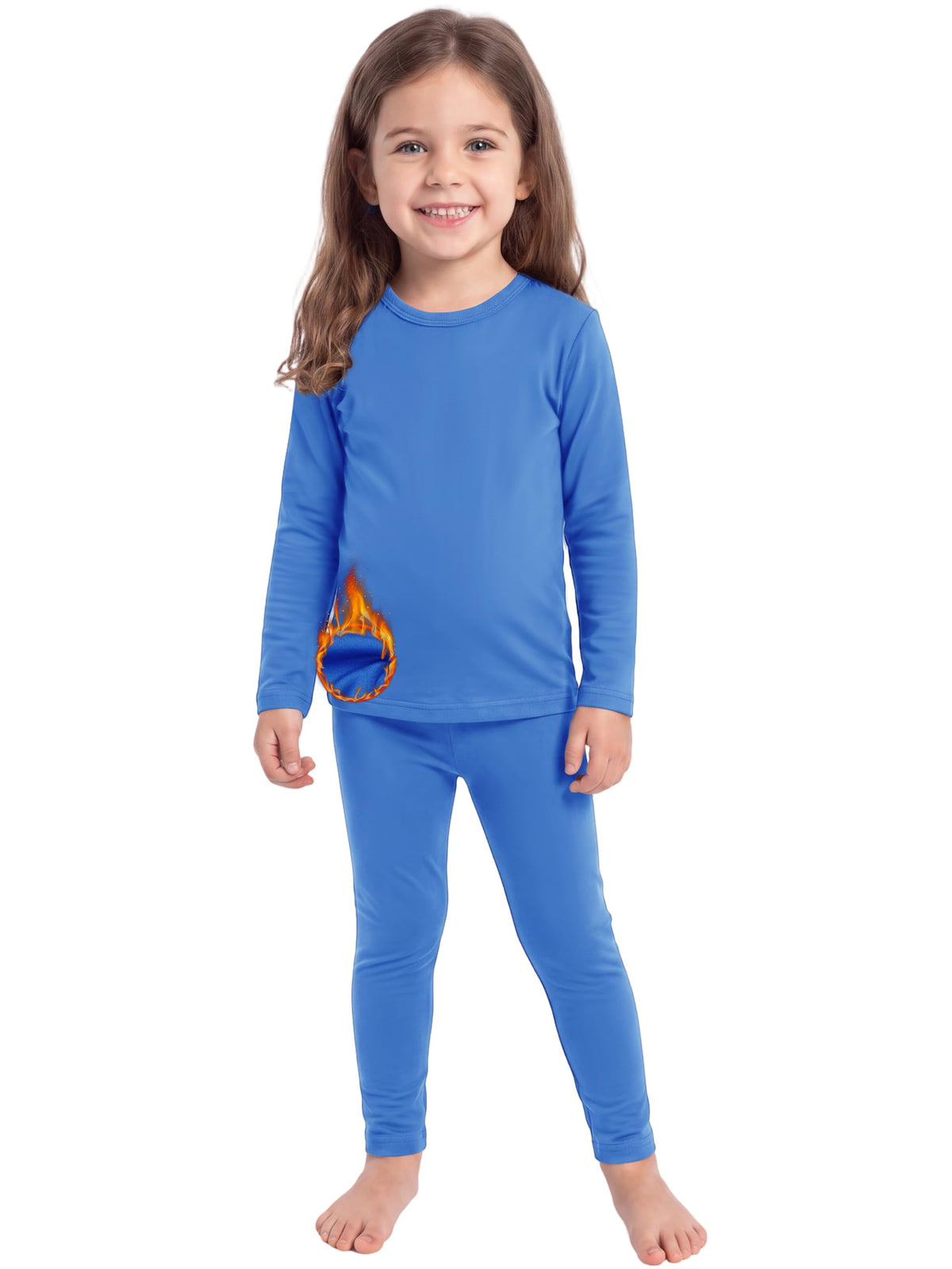 Toddler Fleece Lined Thermal Underwear Set Base Layer Long Johns for Kid ﻿
