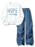 Teen Girls Clothes 2 Piece Outfits Letter Print Long Sleeve Tops and Cargo Pants Clothing Set