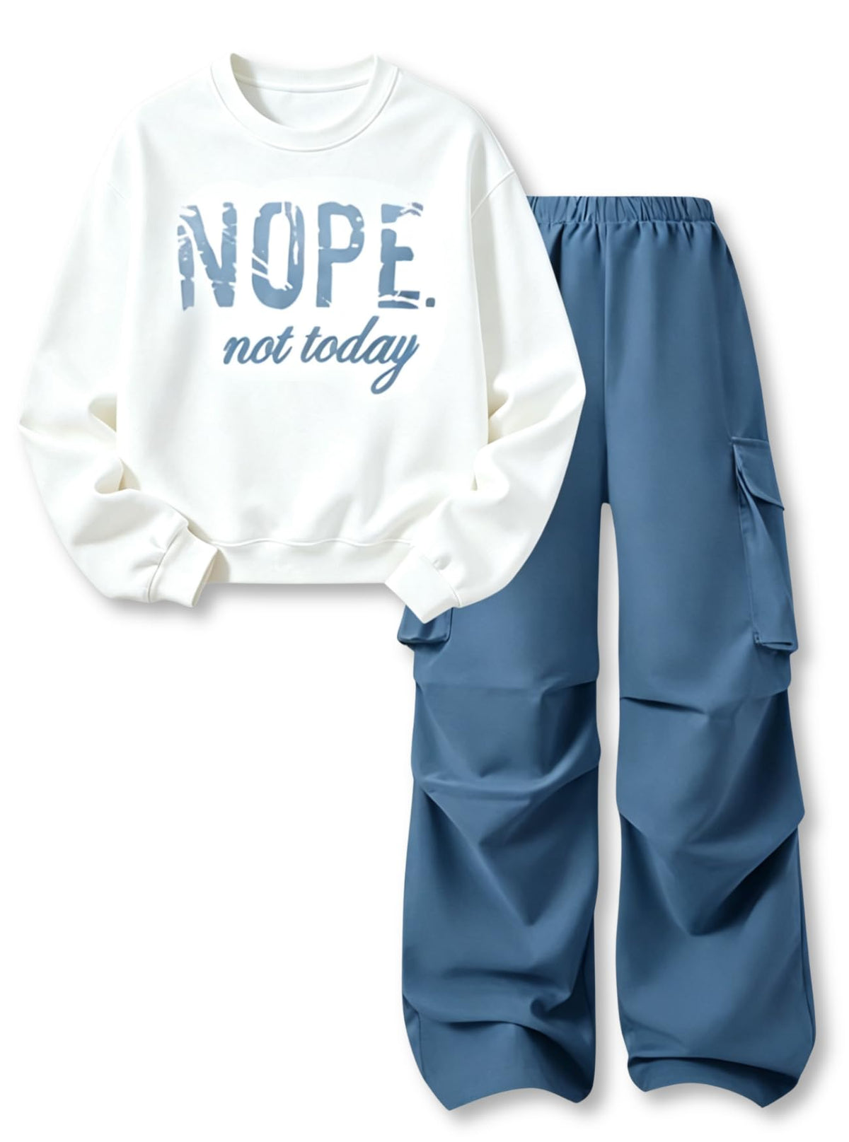 Teen Girls Clothes 2 Piece Outfits Letter Print Long Sleeve Tops and Cargo Pants Clothing Set
