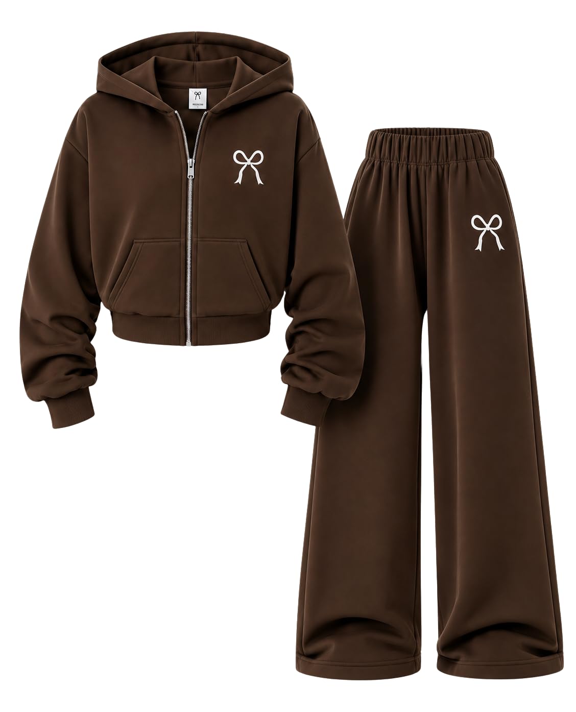 Teen Girls Clothes 2 Piece Long Sleeve Zip Hoodie Sweatshirt and Wide Leg Pants Fall Clothing Set, Sizes 7-14 Years