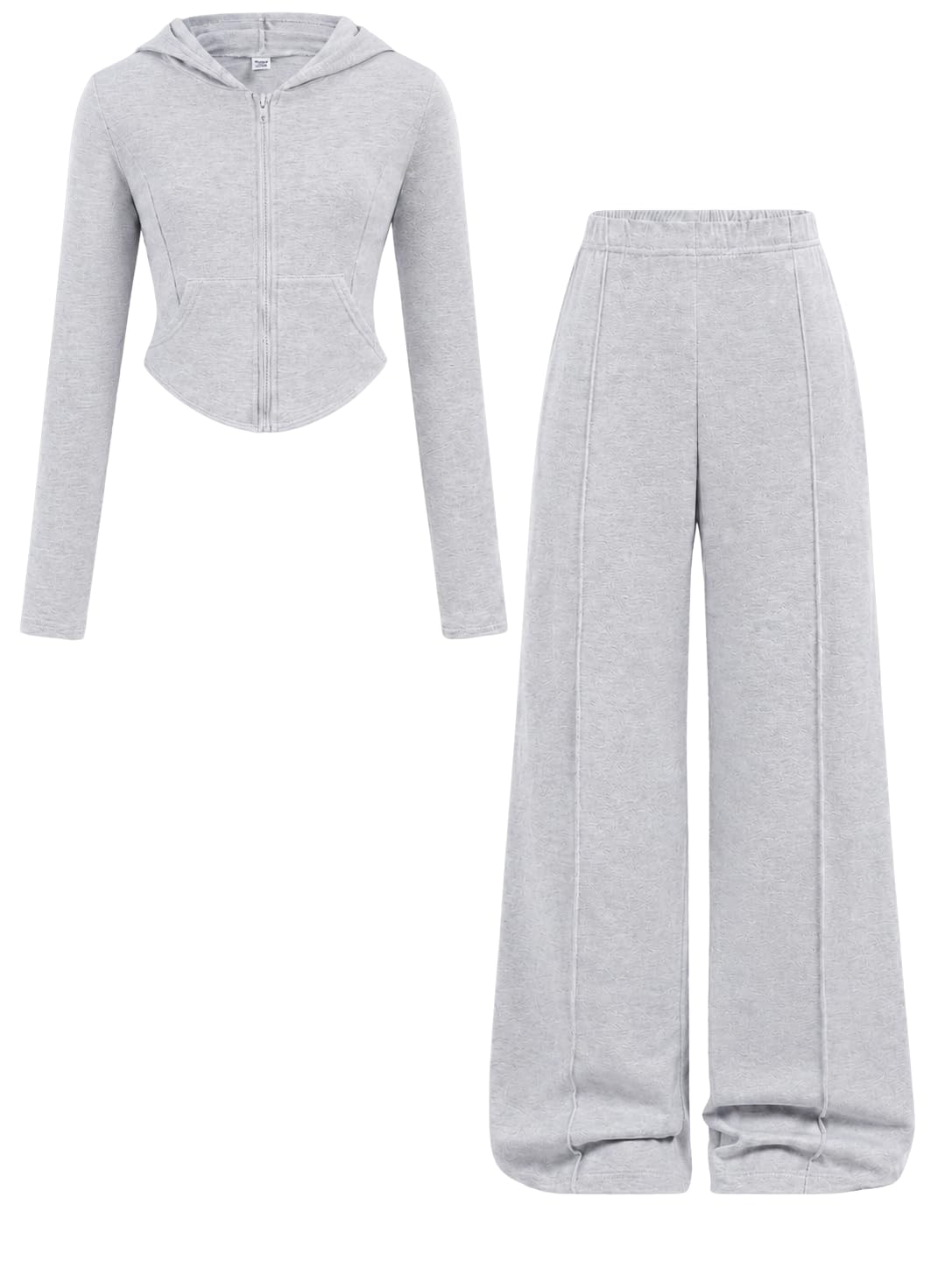 Teen Girls Clothes 2 Piece Long Sleeve Zip Hoodie Sweatshirt and Wide Leg Pants Fall Clothing Set, Sizes 7-14 Years